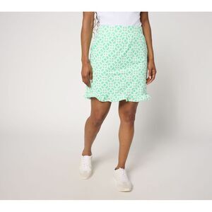 Fashion Women's Skirt Sz XS Regular Geo Athletic Jersey Ruffle Green A688231
